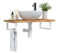 Vidaxl Étagère De Vasque Murale Acier Et Bois De Chêne Massif Multicolore