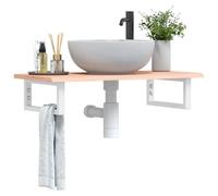 Vidaxl Étagère De Vasque Murale Acier Et Bois De Chêne Massif Multicolore