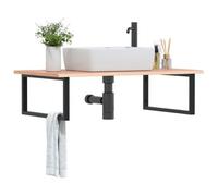 Vidaxl Étagère De Vasque Murale Acier Et Bois De Chêne Massif Multicolore