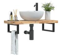 vidaXL Étagère de vasque murale acier et bois massif d'acacia