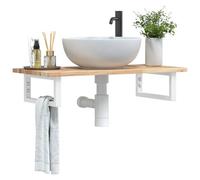 Vidaxl Étagère De Vasque Murale Acier Et Bois Massif D'acacia Multicolore