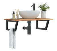 Vidaxl Étagère De Vasque Murale Acier Et Bois Massif D'acacia Multicolore