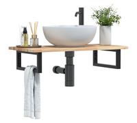 Vidaxl Étagère De Vasque Murale Acier Et Bois Massif D'acacia Multicolore