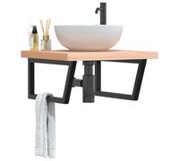Vidaxl Étagère De Vasque Murale Acier Et Bois Massif De Hêtre Multicolore