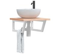 Vidaxl Étagère De Vasque Murale Acier Et Bois Massif De Hêtre Multicolore