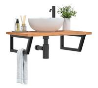 Vidaxl Étagère De Vasque Murale Acier Et Bois Massif De Hêtre Multicolore