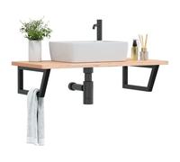 Vidaxl Étagère De Vasque Murale Acier Et Bois Massif De Hêtre Multicolore