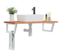Vidaxl Étagère De Vasque Murale Acier Et Bois Massif De Hêtre Multicolore