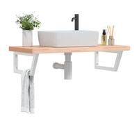 Vidaxl Étagère De Vasque Murale Acier Et Bois Massif De Hêtre Multicolore