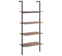 vidaXL Étagère inclinée à 4 niveaux Marron foncé et noir 64x35x152,5cm