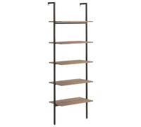 vidaXL Étagère inclinée à 5 niveaux Marron foncé et noir 64x35x185 cm