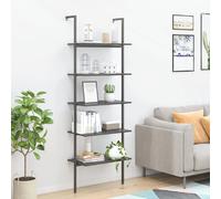 vidaXL Étagère inclinée à 5 niveaux Noir bois d'ingénierie acier