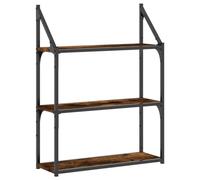 vidaXL Étagère murale 3 niveaux 60×21×78,5 cm – Bibliothèque suspendue moderne – Chêne fumé