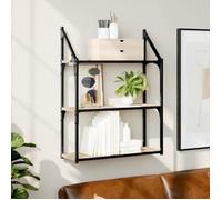 vidaXL Étagère Murale 3 Niveaux, Bibliothèque Suspendue, Armoire à Livres Flottante, Meuble de Rangement Salon Bureau Maison Intérieur, Moderne, Chêne Sonoma
