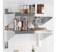 vidaXL Étagère murale 2 niveaux 30316 – 50×30×60 cm acier inoxydable argenté, étagère flottante Gris G