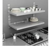 vidaXL Étagère Murale à 2 Niveaux Etagère Flottante Etagère Suspendue Stockage Assiette Plat Cuisine Maison Intérieur Acier 51047