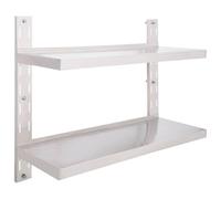 vidaXL Étagère Murale à 2 Niveaux Etagère Flottante Etagère Suspendue Stockage Assiette Plat Cuisine Maison Intérieur Acier Inoxydable 100x30 cm
