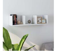 vidaXL Etagère Murale à CD Etagère Flottante Etagère Suspendue Stockage Rangement Salon Maison Couloir Intérieur Blanc 75x18x18 cm Bois d'Ingénierie