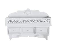 vidaXL Étagère murale Meuble de rangement – 3 tiroirs et 2 crochets – Bois blanc