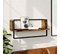 Etagère murale avec barre chêne fumé 65x25x30 cm 836290