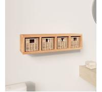 vidaXL Étagère Murale avec Paniers, Armoire Suspendue avec Rangement, Étagère Suspendue de Couloir Bureau Cuisine, Bois Massif de Noyer
