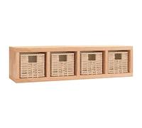 vidaXL Étagère Murale avec Paniers, Armoire Suspendue avec Rangement, Étagère Suspendue de Couloir Bureau Cuisine, Bois Massif de Noyer