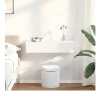 vidaXL Étagère Murale avec tiroirs Blanc 80x33x17 cm Bois d'ingénierie, étagère Murale avec Armoire, Meuble de Rangement Mural, Armoire de Rangement Flottante