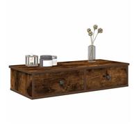 vidaXL Étagère Murale avec tiroirs chêne fumé Bois d'ingénierie, étagère Murale avec Armoire, Meuble de Rangement Mural, Armoire de Rangement Flottante