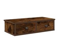 vidaXL Étagère Murale avec tiroirs chêne fumé Bois d'ingénierie, étagère Murale avec Armoire, Meuble de Rangement Mural, Armoire de Rangement Flottante