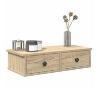vidaXL Étagère murale avec tiroirs chêne sonoma bois d'ingénierie, étagère murale avec armoire, meuble de rangement mural, 859943