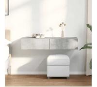 vidaXL Étagère Murale avec tiroirs Gris béton Bois d'ingénierie, étagère Murale avec Armoire, Meuble de Rangement Mural, Armoire de Rangement Flottante