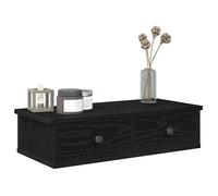 vidaXL Étagère murale avec tiroirs noir 60x28x15 cm bois d'ingénierie, étagère murale avec armoire, meuble de rangement 859942