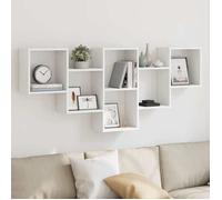 vidaXL - Étagère murale 159x18x66 cm - Bois d'ingénierie, étagère flottante, pour CD, blanc
