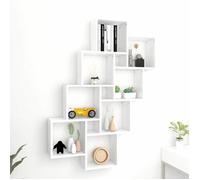 vidaXL Étagère murale Cube – Support suspendu, compartiments, meuble flottant moderne – Blanc bois d'ingénierie