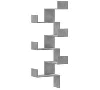 vidaXL Étagère Murale d'angle Gris béton 45x45x147cm Bois d'ingénierie, étagère d'angle, étagère Suspendue, étagère Murale Suspendue, étagère Murale