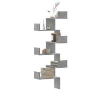vidaXL Étagère murale d'angle gris béton 45x45x147 cm en bois d'ingénierie
