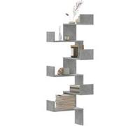 vidaXL Étagère murale d'angle gris béton 45x45x147 cm en bois d'ingénierie