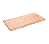 vidaXL Étagère Murale, Dessus de Table avec Bord Vivant, Tablette Suspendue Flottante, Rustique, Marron Clair Bois Chêne Massif Traité