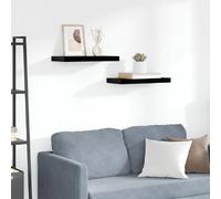 vidaXL 2X Etagères Murales Flottantes Etagères Suspendues Supports Muraux Bibliothèque Salle de Séjour Intérieur Noir Brillant 50x23x3,8 cm MDF