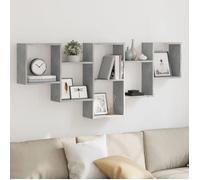 vidaXL Étagère murale gris béton 159x18x66 cm bois d'ingénierie, étagère flottante, étagère d'exposition murale, étagère 853302