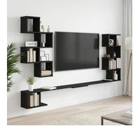 vidaXL Étagère Murale pour téléviseur Chêne Noir 180 x 15 x 94 cm, Salon Moderne, Meubles Tendance, étagères murales, Console média, Rangement Suspendu pour l'organisation à la Maison