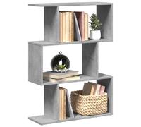 vidaXL Étagère séparatrice de pièce à 3 Niveaux Gris béton 70x24x97 cm, bibliothèque, Support à Livres, étagère d'exposition, étagère à Livres