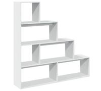 vidaXL Étagère séparatrice de pièce à 4 Niveaux Blanc 143,5x29x143,5cm, bibliothèque, Support à Livres, étagère d'exposition, étagère à Livres