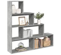 vidaXL Étagère séparatrice de pièce 4 niveaux – Bibliothèque / étagère à livres, Gris béton