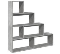 vidaXL Étagère séparatrice de pièce à 4 Niveaux Gris béton, bibliothèque, Support à Livres, étagère d'exposition, étagère à Livres