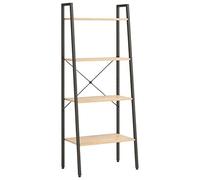 vidaXL Étagère sur Pied 4 Niveaux Étagère à Livres Bibliothèque Étagère de Rangement Bureau Salon Intérieur Marron Clair et Noir 56x35x140 cm
