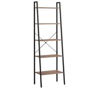 vidaXL Étagère sur Pied 5 Niveaux Étagère à Livres Bibliothèque Étagère de Rangement Bureau Salon Intérieur Marron Foncé et Noir 56x35x174 cm