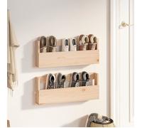 vidaXL Étagères à chaussures murales 2 pcs 59x9x23 cm Pin massif