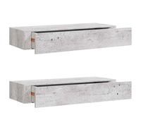 vidaXL Étagères à tiroir murales 2 pcs - Gris béton