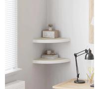 vidaXL 2X Etagères d'angle Murales Etagères Flottantes Suspendues Salon Salle de Séjour Maison Intérieur Chêne et Blanc 35x35x3,8 cm MDF